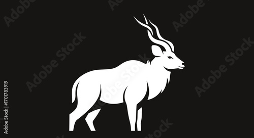 Stylized white Kudu antelope with majestic horns illustration.