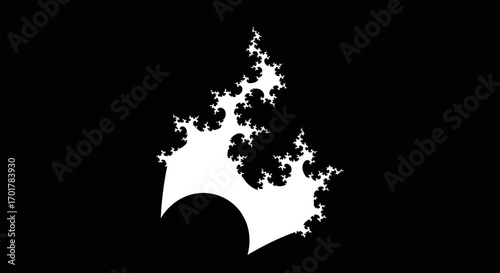 White Fractal on Black: Complex Mathematical Art.