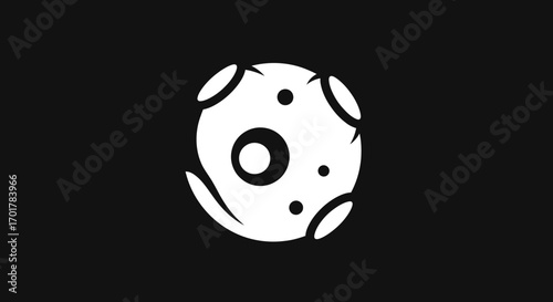 Simple stylized illustration of a celestial body possibly a moon or planet with craters and texture details.