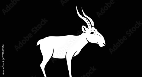 Elegant white saiga antelope graphic illustration art.