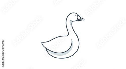 Elegant goose gracefully floats showcasing its smooth white feathers and curved neck.