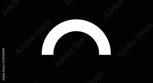 A simple bold white semi circle arch shape icon.