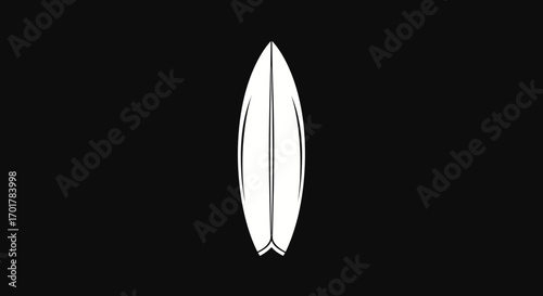 White Surfboard on Black Background.