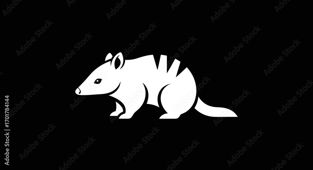 Obraz premium White Armadillo Silhouette Illustration.