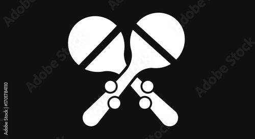 Two crossed maracas musical instruments in a simple graphic design.