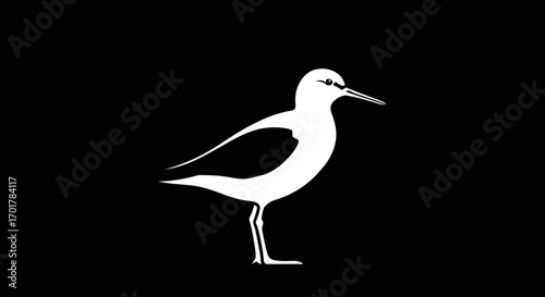 White bird silhouette standing on two legs.