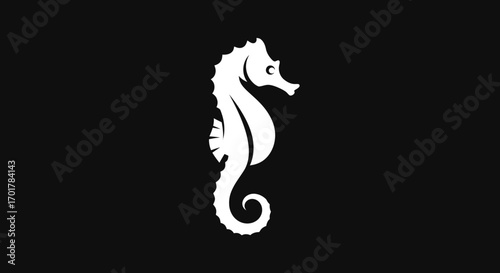 Silhouette of a seahorse elegant and graceful marine life ocean animal sea creature detailed design.