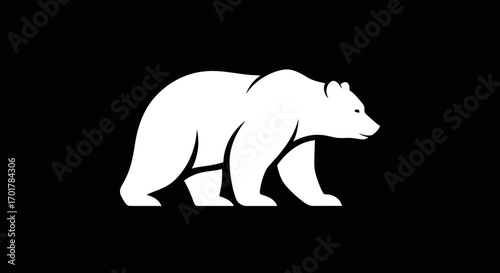 White bear silhouette on black background representing strength and power.