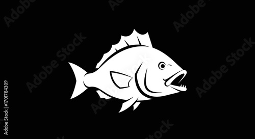 Profile view of a fish likely a snapper or similar species with an open mouth showcasing its detailed fin structure and body shape.