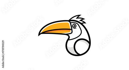 Stylized Hornbill Head with Distinctive Beak and Crest Illustration.