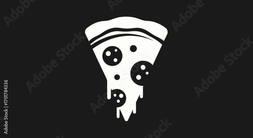 Delicious pizza slice with melted cheese and pepperoni on a dark background.