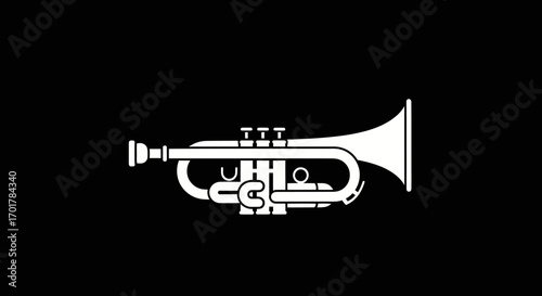 Image of a Trumpet Musical Instrument Brass Wind Instrument Horn Trumpet Silhouette White Trumpet.