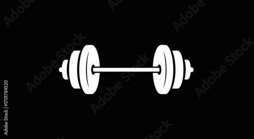 Simple white barbell icon representing strength and fitness training.