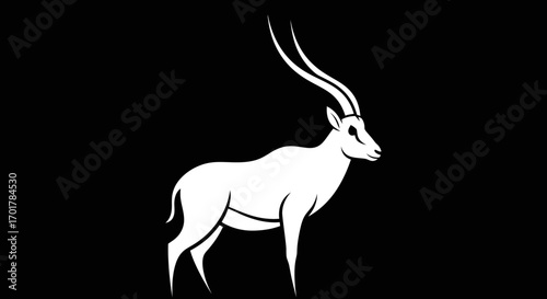 White Antelope Profile Elegant Minimalist Design.