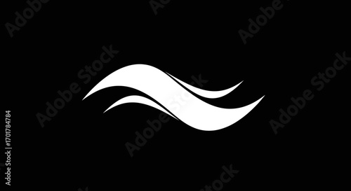 Abstract white double wave design element.