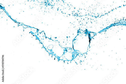 Water Splash with Droplets on White | Isolated Water Texture