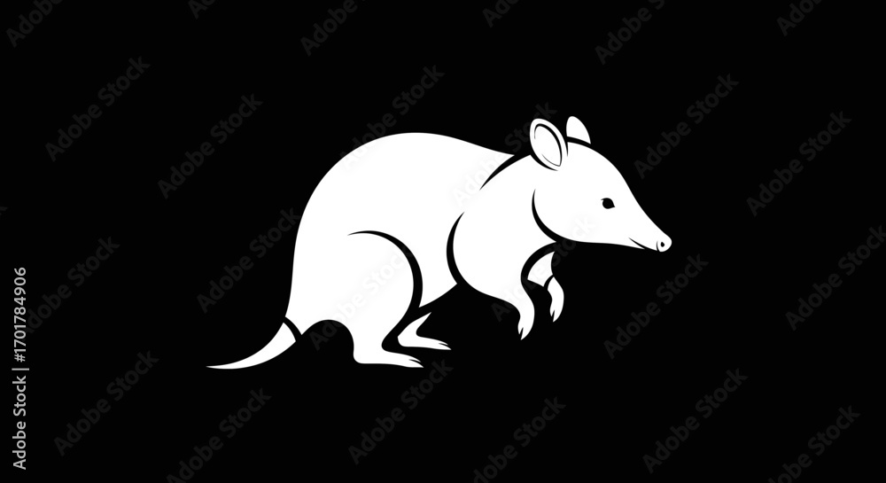 Fototapeta premium Outlined Illustration of a Marsupial Possibly a Common or Short-beaked Echidna.