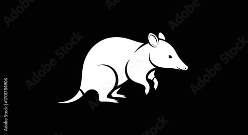 Outlined Illustration of a Marsupial Possibly a Common or Short-beaked Echidna.