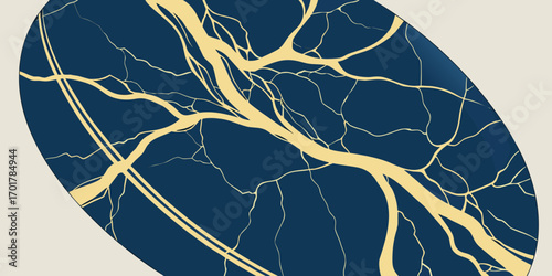 Stunning gold veins on deep blue, artistic marble design for luxury brands, sophisticated backgrounds, and elegant textures, a modern and unique pattern for creative projects