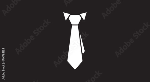 White Tie Icon on Dark Background: Formal Attire Symbol.