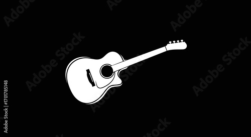 Acoustic Guitar Illustration on Black Background.
