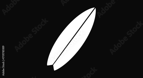 Minimalist white surfboard silhouette for water sports.