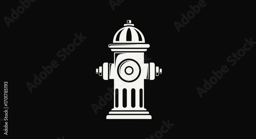 Classic Fire Hydrant Illustration on Black Background.