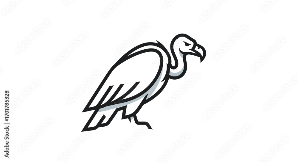 Fototapeta premium Simple line art illustration of a vulture standing, with a clean and minimalist design.