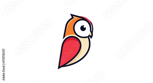Colorful cartoon owl design, simple and eye-catching, perfect for logo or icon.