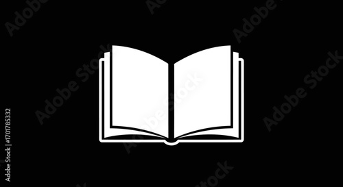 Minimalist white open book icon for education and knowledge.