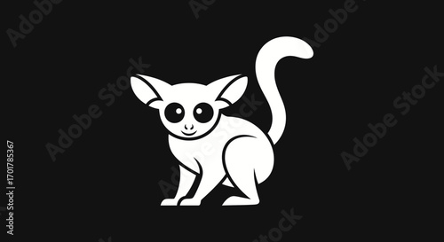 Cute lemur illustration, simple line art style, focused on the animals features.