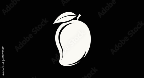 Simple white mango fruit icon silhouette illustration.