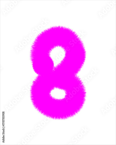 pink number eight,
Pink fur Design of Number 8