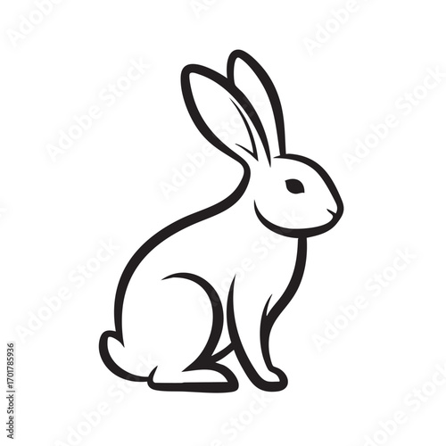 A charming rabbit sits upright, its ears perked and alert, the simple yet elegant design captures the essence of this gentle creature, evoking a sense of innocence and playfulness