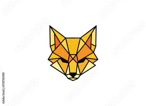 Geometric orange fox head logo design