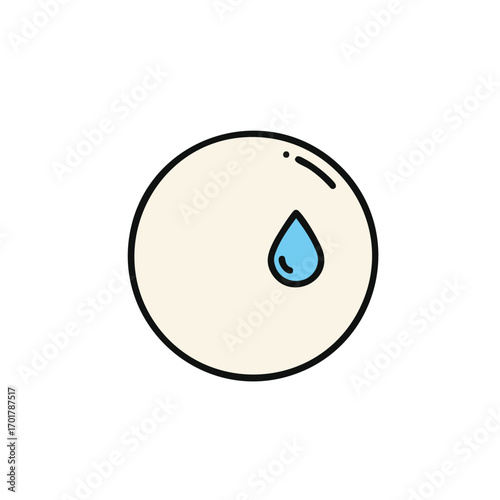 This minimalist cartoon illustration features a beige circle with a single blue sweatdrop, embodying feelings of anxiety, embarrassment, or emotional distress.