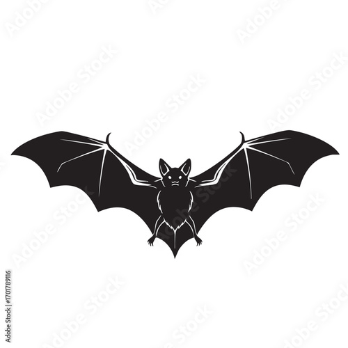 A striking silhouette of a bat with outstretched wings, this image captures the essence of mystery and nocturnal creatures, perfect for halloweenthemed designs