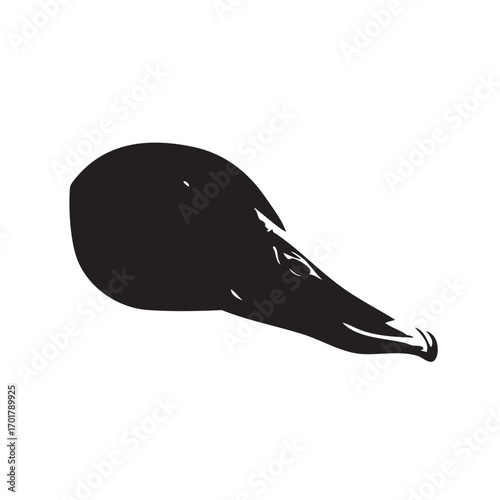 Black silhouette of a tadpole, capturing its unique form and the early stages of amphibian development, a symbol of transformation and new beginnings