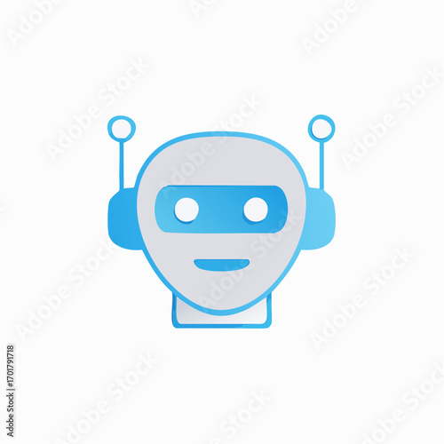 Modern robot avatar design: Futuristic AI head illustration with gradient colors