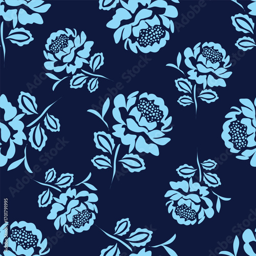 Elegant seamless floral pattern with fall flowers. Repeatable botanical background. Flat vector illustration.