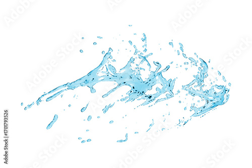 Water Splash Dynamic Liquid Spray Isolated on White Background