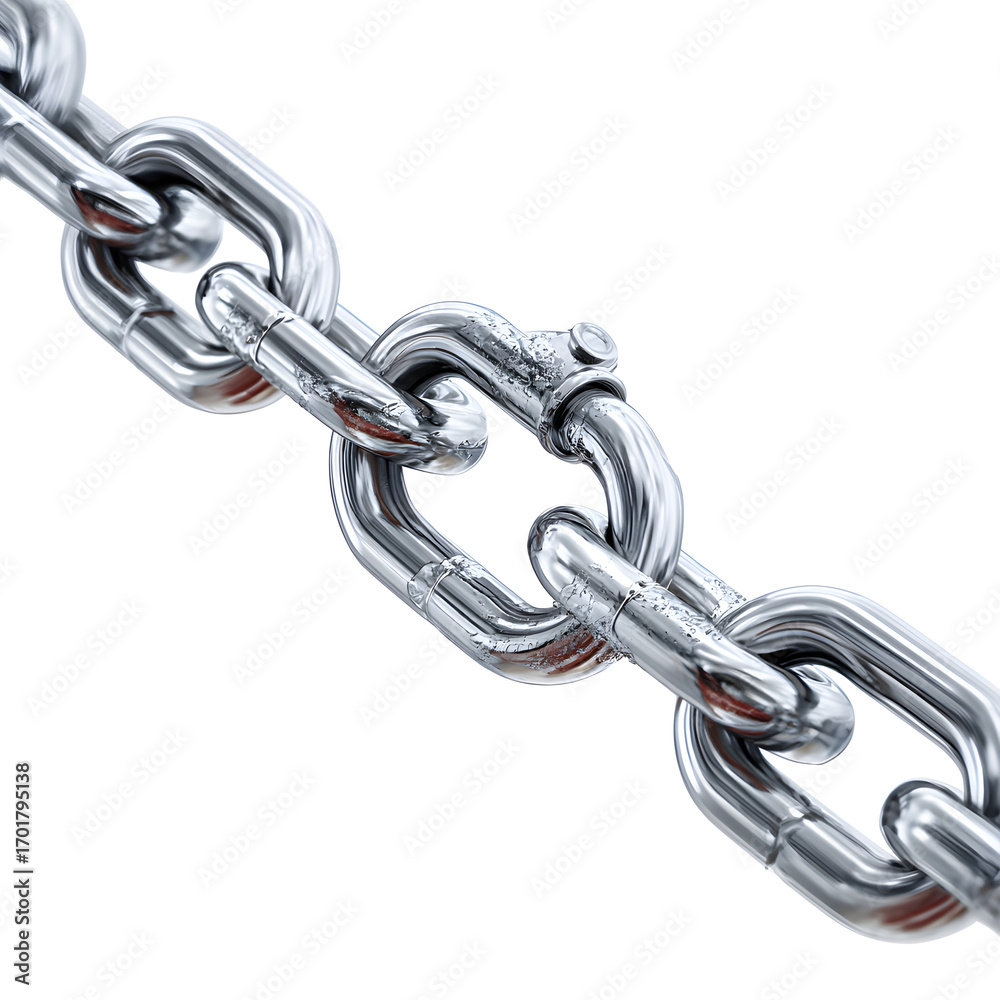 Fototapeta premium Steel Chain Close-up isolated on transparent background