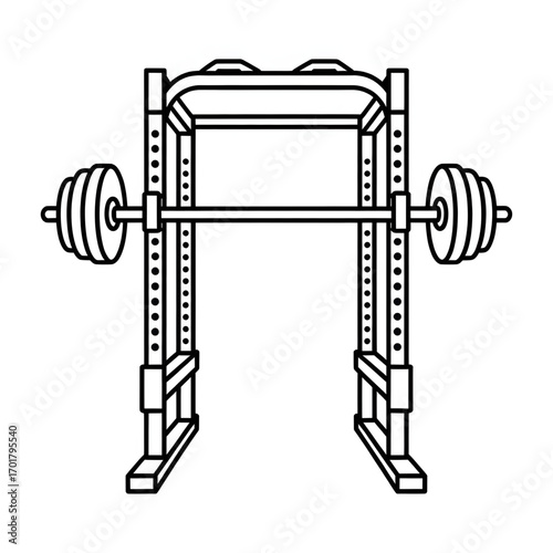 A squat rack machine illustration vector style coloring page