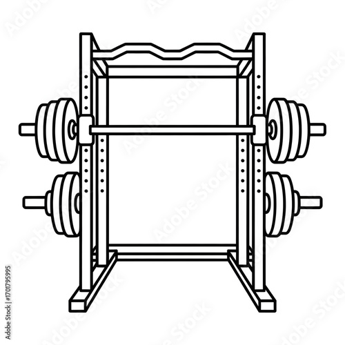 A squat rack machine illustration vector style coloring page