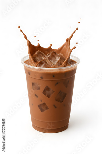 Iced Chocolate Drink Splash in a Clear Plastic Cup