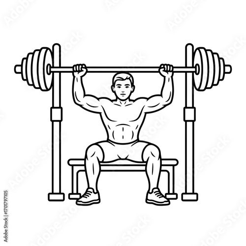 A bench press illustration vector style coloring page