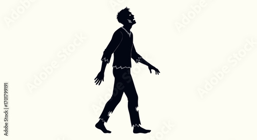 Silhouette of a man walking with his head tilted back, appearing lost or contemplative.