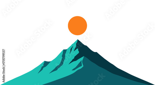 Vibrant mountain peak bathed in the warm glow of a setting sun, symbolizing achievement and natural beauty.