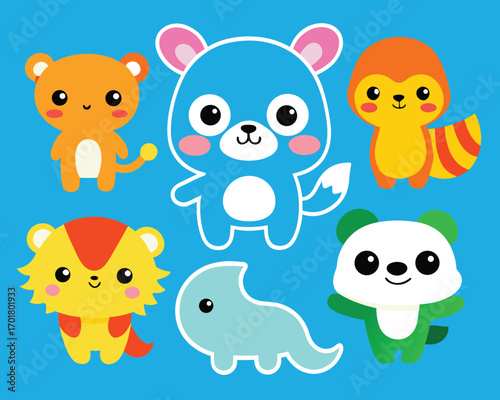 set of funny cartoon animals