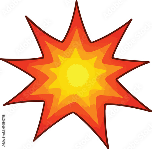 Dynamic starburst explosion graphic with vivid orange and yellow hues